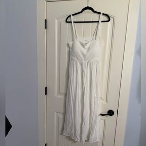 Klassy Network White Smocked Maxi Dress with Spaghetti Straps